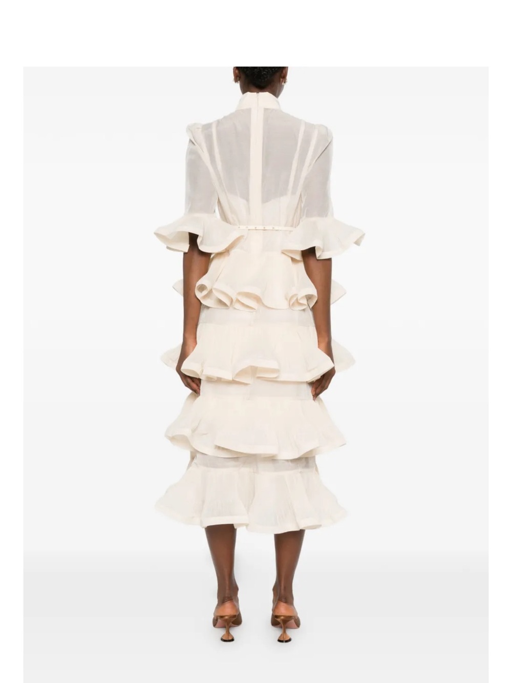 PLEATED SLEEVED MIDI DRESS - Picture 4 of 5